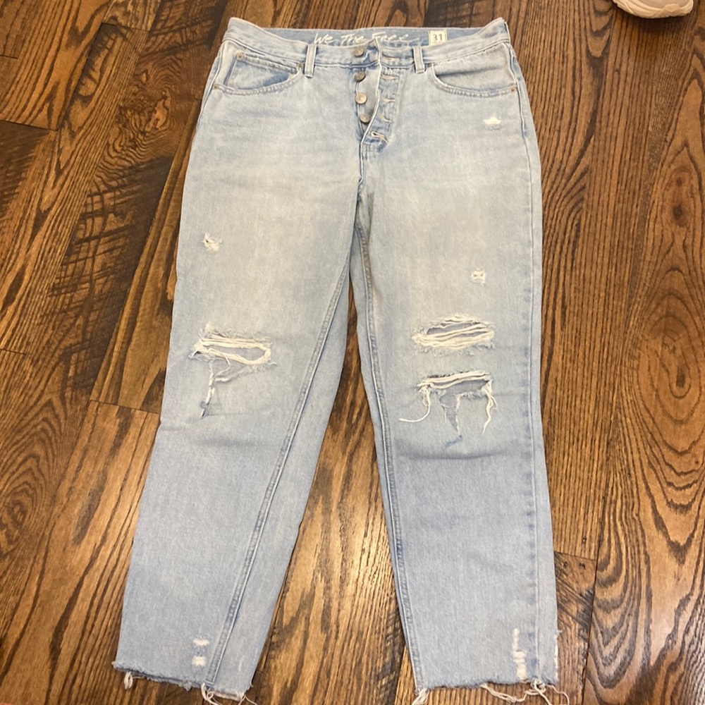 Free People button fly ripped jeans